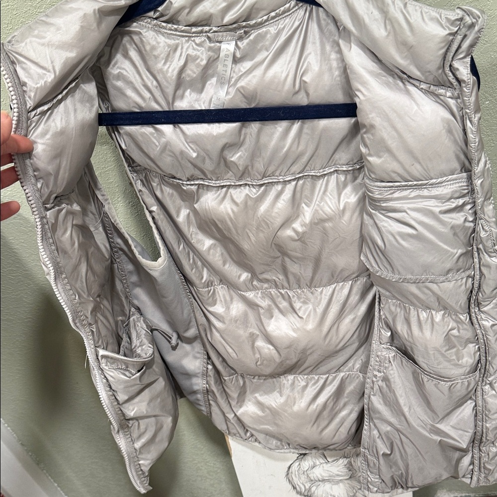 Fabletics Metallic Silver Puffer Jacket - image 7